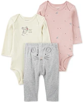 Carter's Baby Girls Mouse Bodysuits & Pants, 3 Pc. Set