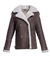 Julia & Stella by Maximilian Women's Shearling Pea Jacket