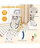 Costway High Chair for Babies & Toddlers with Rolling Wheels Adjustable Height Footrest