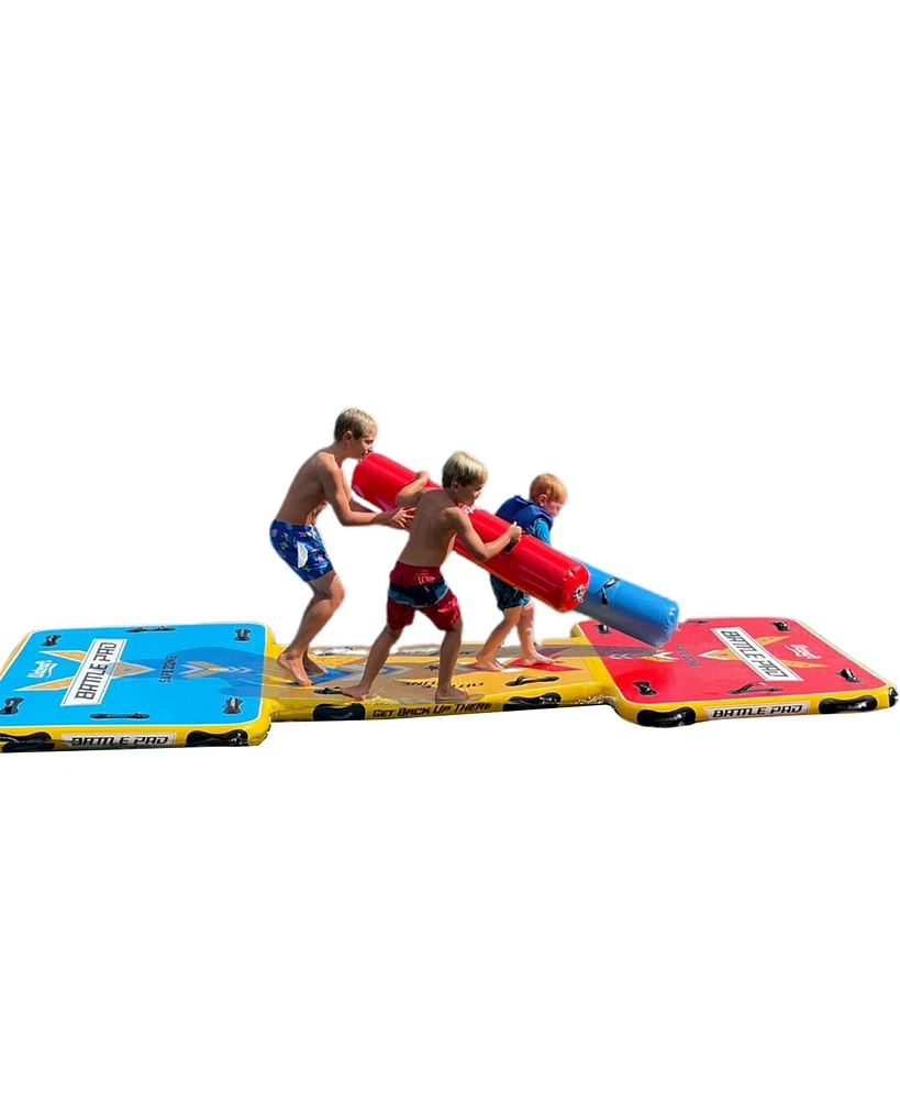 Wateraft Inflatable Battle Pad and Sticks, 13 x 6 Foot Floating Raft Water Game