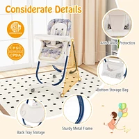 Costway High Chair for Babies & Toddlers with Rolling Wheels Adjustable Height Footrest