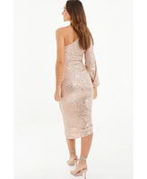 Quiz Women's Sequin One Shoulder Midi Dress