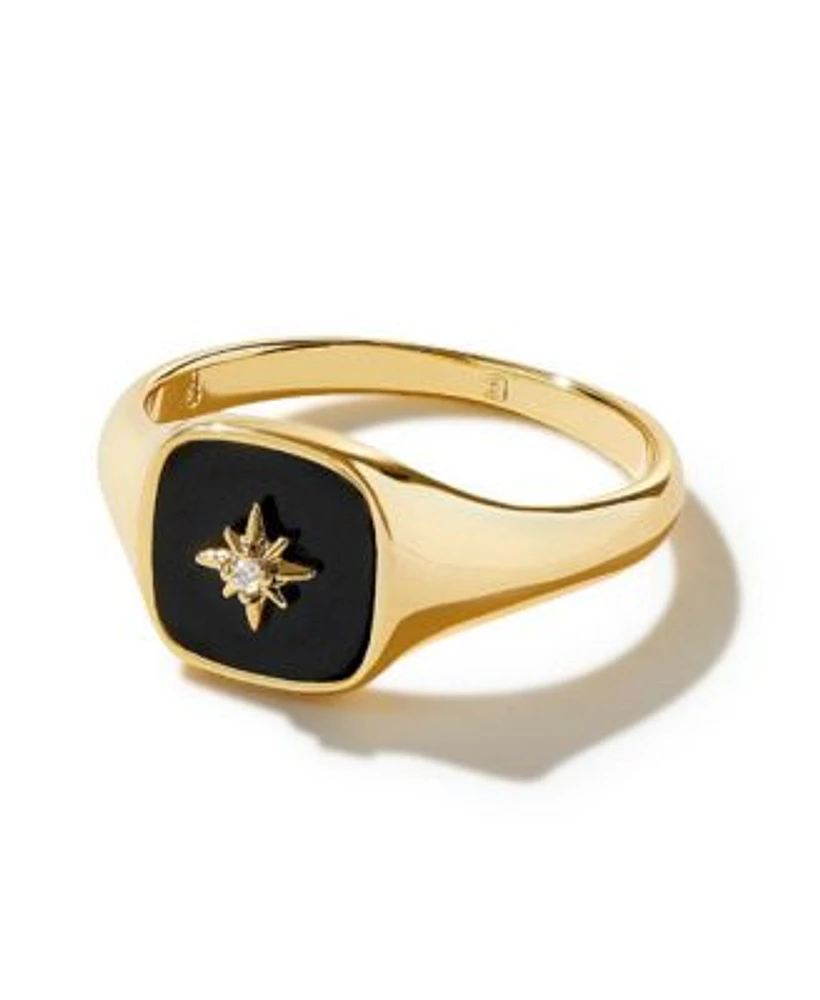 Ana Luisa Gold Signet Ring Amara Black