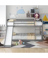 Slickblue Twin over Twin Bunk Bed with Convertible Slide and Ladder