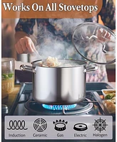 Cook N Home 7 Quart Tri-Ply Clad Stainless Steel Dutch Oven Soup Pot
