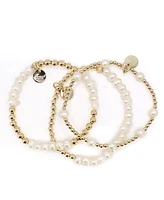 Bowood Lane Non-Tarnishing Gold Filled Balls and Freshwater Pearl Bracelet Stack