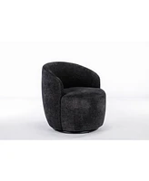 Slickblue Swivel Barrel Armchair with Black Powder-Coated Metal Ring for Stylish and Comfortable Seating