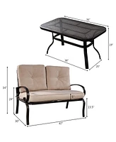 Sugift 2 Pieces Patio Outdoor Cushioned Coffee Table Seat