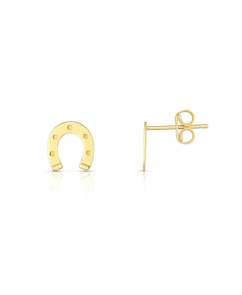 The Lovery Gold Horseshoe Stud Earrings 14K Gold