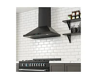 Iktch 36 inch Black Wall Mount Range Hood, 900 Cfm Ducted/Ductless Stainless Steel Vent Hood with Gesture Sensing & Touch Control Switch Panel, 2 Pcs