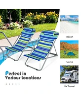 Sugift Portable Beach Chair Set of 2 with Headrest