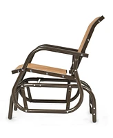 Sugift Outdoor Single Swing Glider Rocking Chair with Armrest