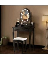 Sugift Makeup Vanity Dressing Table Set with Dimmable Bulbs Cushioned Stool