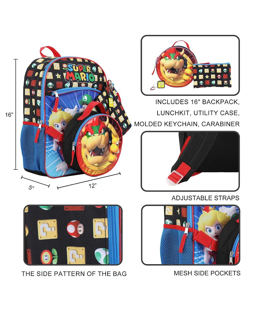 Super Mario Brothers 5-Piece Backpack & Lunchbox Set