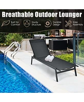 Inolait Outdoor Reclining Chaise Lounge Chair with 6-Position Adjustable Back