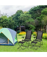 Skonyon 4 Pieces Patio Adjustable Back Folding Dining Chair Ottoman Set