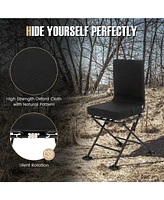 Skonyon Swivel Folding Chair with Backrest and Padded Cushion