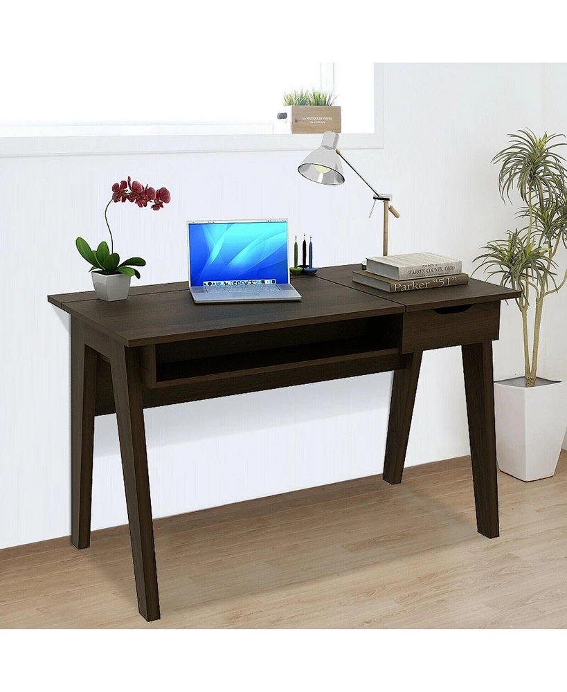 Sugift Dressing Table with Flip Mirror and Storage Drawer