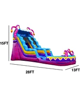 JumpOrange 15' Mystery Jungle Commercial Grade Water Slide with Detachable Deep Pool for Kids and Adults (with Blower), Outdoor Indoor, Wet Dry Use, T