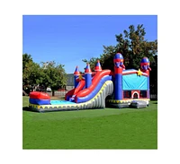 JumpOrange Commercial Grade Inflatable Rocket Titan Dual Lane Bounce House with Slide Combo and Blower, Party Combo Moonwalk, 100% Pvc Vinyl