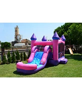 JumpOrange Commercial Grade Inflatable Pricess Bricks Athletic Bounce House with Slide Combo and Blower, Party Combo Moonwalk, 100% Pvc Vinyl