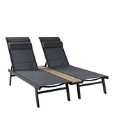 Hulala Home Romy Modern 76”Long Reclining Chaise Lounge Set (Set of 2) with Metal Legs