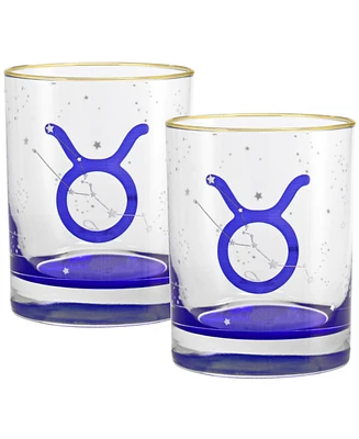 Culver Taurus Zodiac Double Old-Fashioned Glass, Set of 2