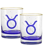 Culver Taurus Zodiac Double Old-Fashioned Glass, Set of 2