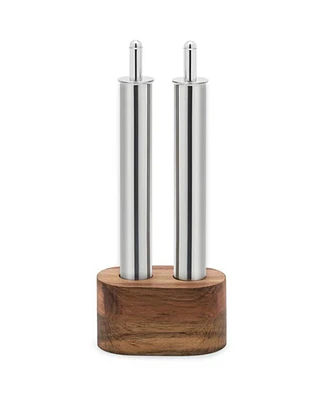 Olipac Wood Base Stainless Steel 3-Piece Oil and Vinegar Set