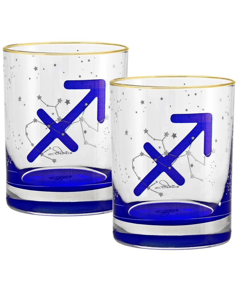 Culver Sagittarius Zodiac Double Old-Fashioned Glass, Set of 2