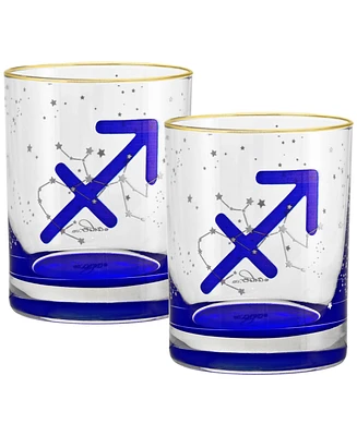 Culver Sagittarius Zodiac Double Old-Fashioned Glass, Set of 2