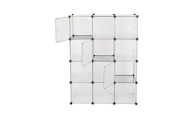 Slickblue 12-Cube Storage Shelf Cube Shelving Bookcase Bookshelf Organizing Closet Toy Organizer Cabinet White Color