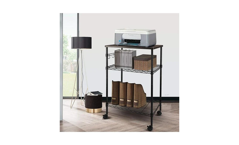 Slickblue 3-Tier Kitchen Utility Cart - Multi-Purpose Chrome Rolling Storage Cart