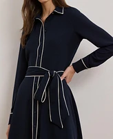 Lauren Ralph Women's Two-Tone Belted Georgette Shirtdress