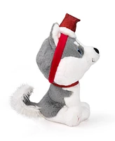 Geoffrey's Toy Box 10" Husky with Christmas Hat Plush Toy