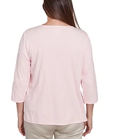 Alfred Dunner Petite Coming Up Roses 3/4-Sleeve Floral Top