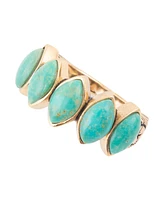 Barse Multi Oval Genuine Green Turquoise Bronze Band Ring