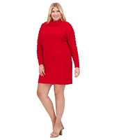 Jessica Howard Plus Cowlneck Textured-Dot Sweater Dress