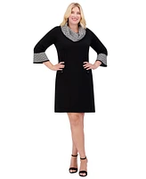 Jessica Howard Plus Contrast-Cuff Sweater Dress