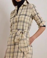 Lauren Ralph Women's Plaid Belted Twill Cotton Shirtdress