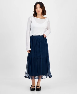 And Now This Petites Tulle Midi Skirt, Exclusively at Macy's