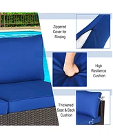 Sugift 2 Pieces Patio Rattan Armless Sofa Set with 2 Cushions and 2 Pillows