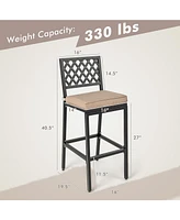 Sugift Set of 2 Patio Bar Chairs with Detachable Cushion and Footrest
