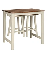 Sugift Counter Height Pub Table with 2 Saddle Bar Stools