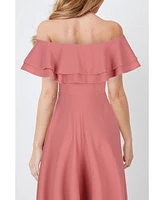 Creea the Label Women's Off Shoulder Ruffle Midi Dress