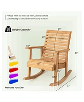 Sugift Outdoor Fir Wood Rocking Chair with High Backrest