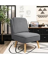 Inolait Velvet Accent Armless Side Chair with Rubber Wood Legs for Bedroom