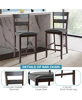 Sugift 2-Pieces Upholstered Bar Stools Counter Height Chairs with Pu Leather Cover