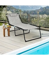 Sugift 4 Position Folding Lounge Chaise with Adjustable Backrest and Footrest