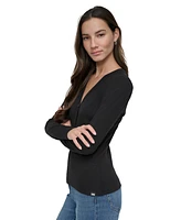 Dkny Jeans Petite Puffed-Shoulder Knit Top